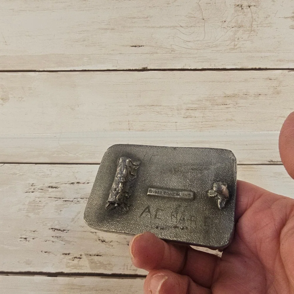 Vintage 1982 Komatsu Heavy Equipment Belt Buckle Tonkin Inc Silver Tone‎ Metal
